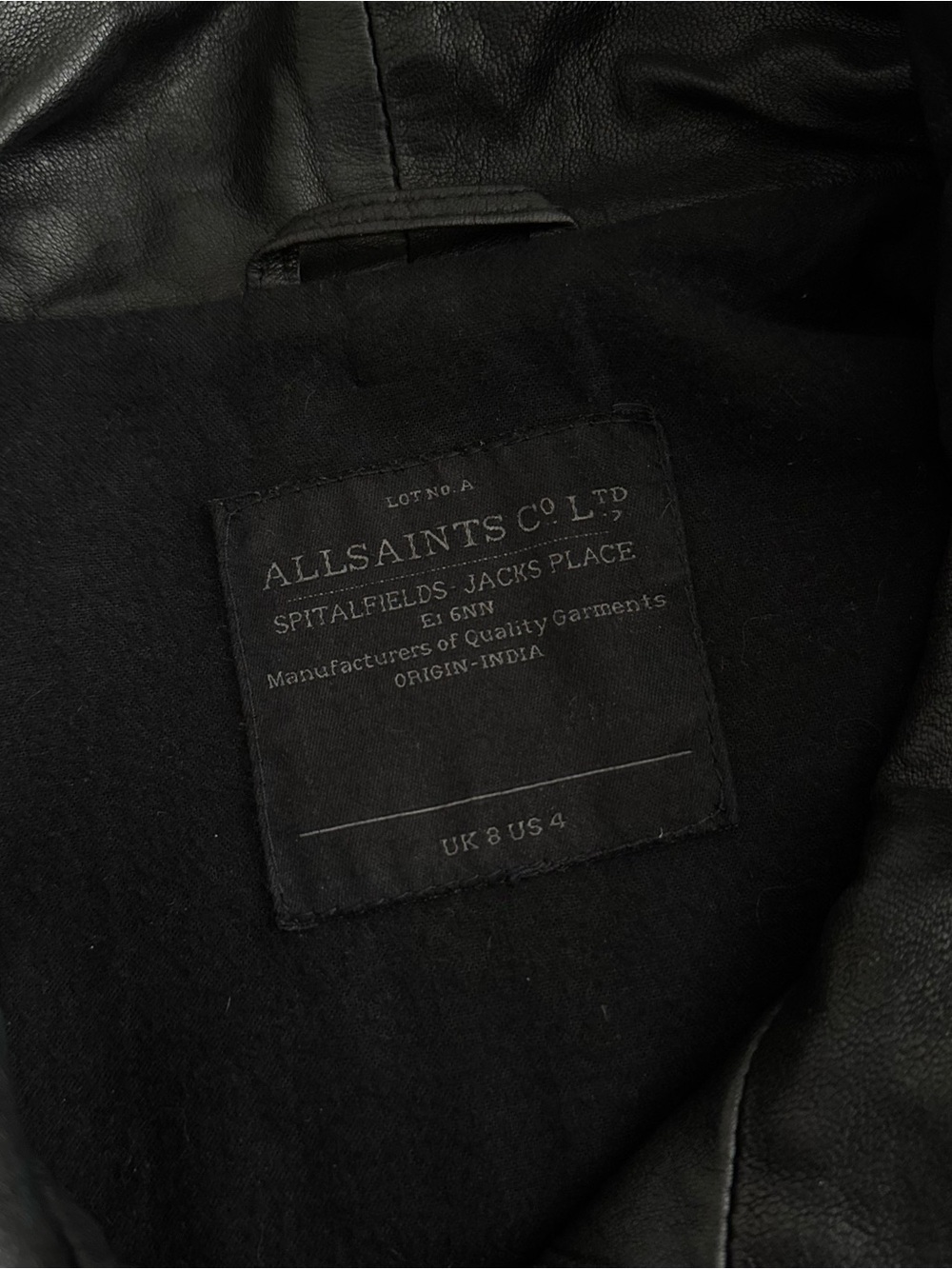 All Saints Vintage Black Leather Asymmetric Zip Jacket - Picture 3 of 16